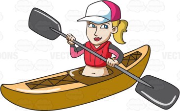 A woman paddling a kayak boat